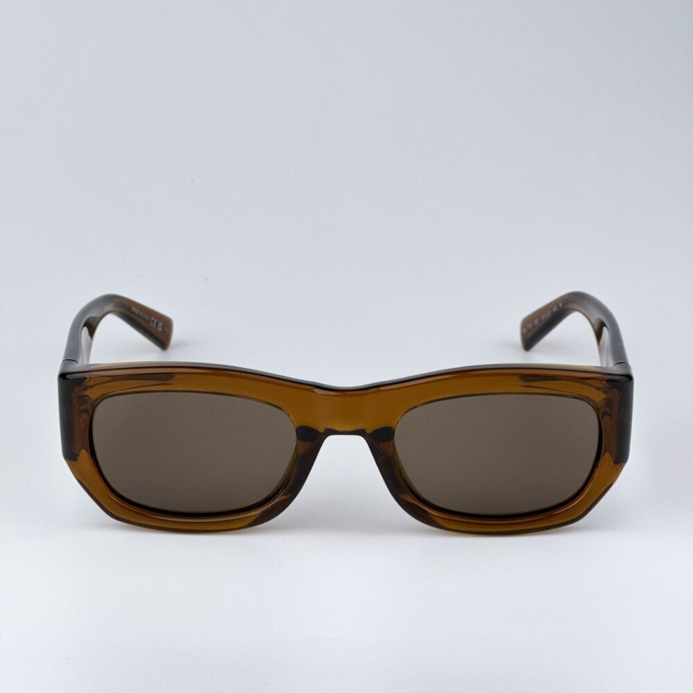 Saint Laurent SL713 003 BRAND NEW Sunglasses Transparent Brown Rectangle Unisex - Picture 3 of 10